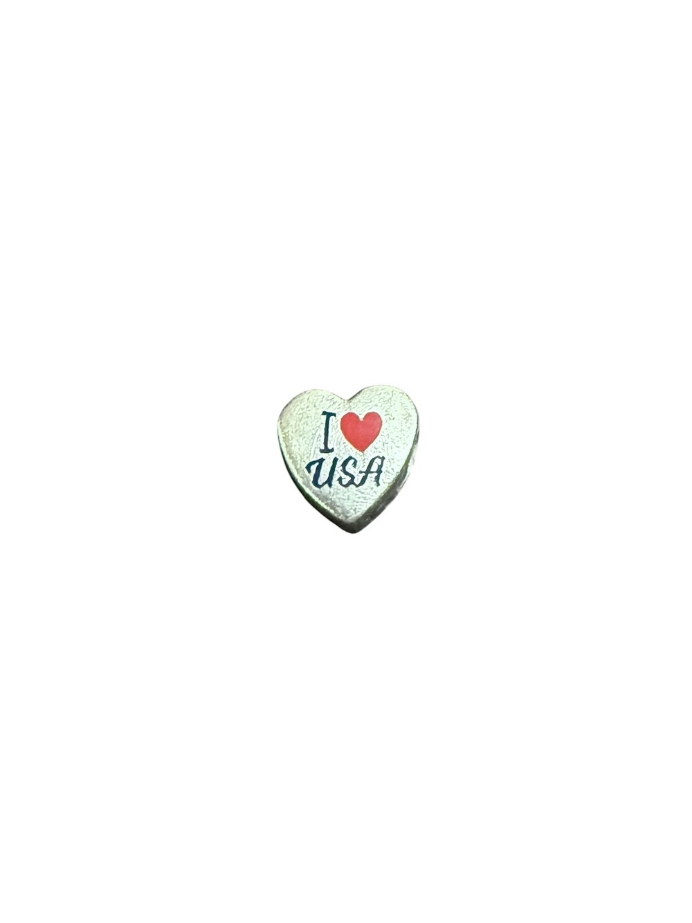 Pandora Heart Shaped "I ♥ USA" Charm - Silver with Red and Blue Accent